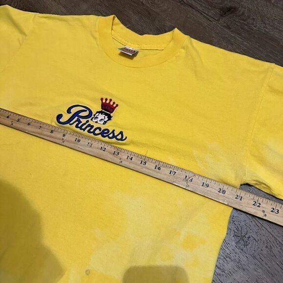 Vintage Betty Boop Women’s Yellow Bleached Embroidered Princess T Shirt Sz Large - Picture 8 of 11